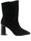 Tory Burch Gigi 85 Knotted Suede Ankle Boots In Black