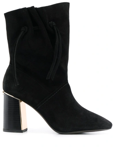 Tory Burch Gigi 85 Knotted Suede Ankle Boots In Black