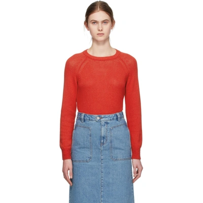 Apc Janet Long-sleeved Crew-neck Sweater In Rouge