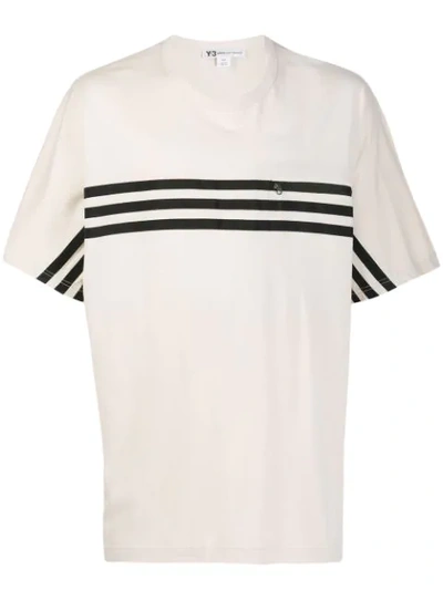 Y-3 Striped Short-sleeve T-shirt In Neutrals