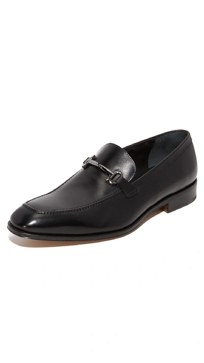 Ferragamo Men's Fenice Leather Apron-toe Loafers In Black