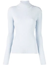 Proenza Schouler Button-detailed Ribbed-knit Turtleneck Sweater In Pale