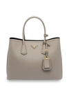 Prada Medium Double Tote In Grey