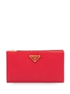 Prada Saffiano Bi-fold Wallet In Red