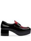 Miu Miu Patent Platform Loafers In Nero Rosso (black)