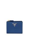 Prada Logo-plaque Bi-fold Wallet In Blue