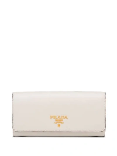 Prada Large Wallet In F0zap White/powder