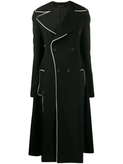 Yohji Yamamoto Flared-style Double-breasted Coat In Black