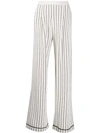 Barrie Striped Cashmere Wide-leg Trousers In White