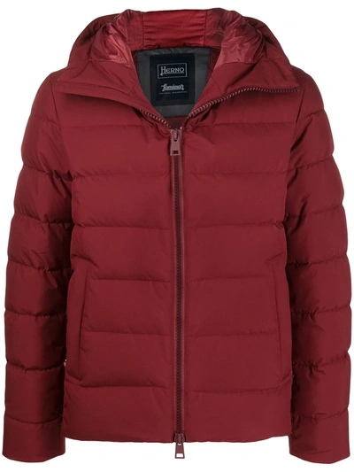 Herno Quilted Zip-up Padded Jacket In Red
