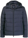 Herno Short Quilted Zipped Jacket In Blue