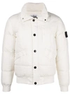 Stone Island Daunenjacke Mit Druckknöpfen In White