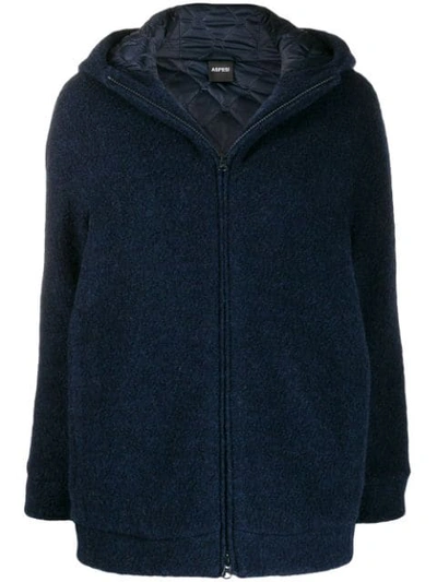 Aspesi Knitted Hooded Jacket In Blue