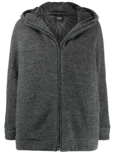 Aspesi Knitted Hooded Jacket In Grey