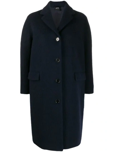 Aspesi Brushed Soft Knit Overcoat In Blue