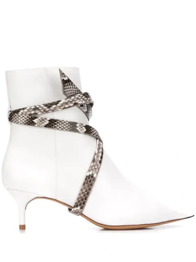 Alexandre Birman Kittie Python Wrap Boots In White