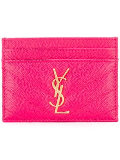 Saint Laurent Monogram Cardholder In Pink