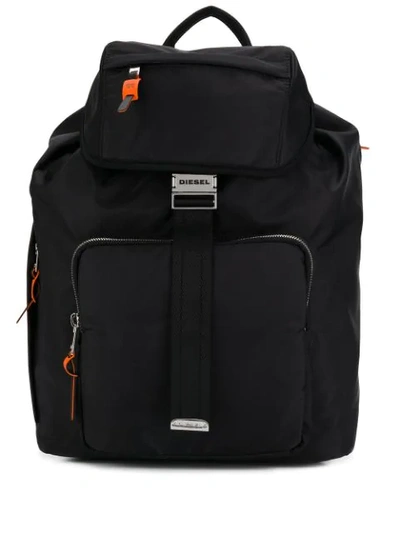 Diesel Buckle Backpack In Black