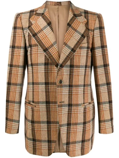 Pre-owned A.n.g.e.l.o. Vintage Cult 1970s King's Line's Checked Blazer In Neutrals