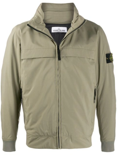 Stone Island Zip-up Hooded Jacket In Green