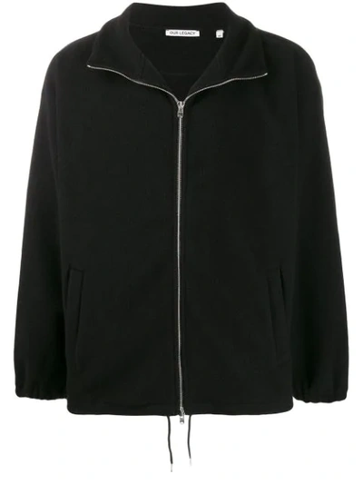 Our Legacy Zip-up Funnel-neck Hoody In Black