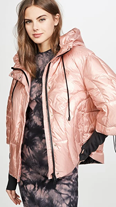 Add Oversized Hooded Down Jacket In Nude