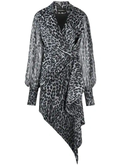 Rasario Leopard Print Wrap Dress In Grey