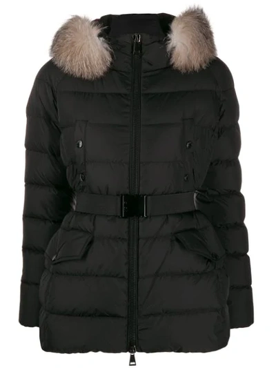 Moncler Clion Down Jacket W/ Fox Fur Collar In Black