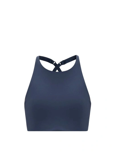Girlfriend Collective Topanga Low-impact Longline Sports Bra In Midnight