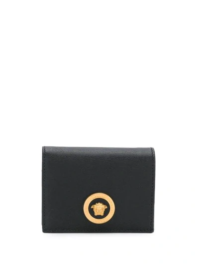 Versace Large Medusa Flap Over Wallet In Black