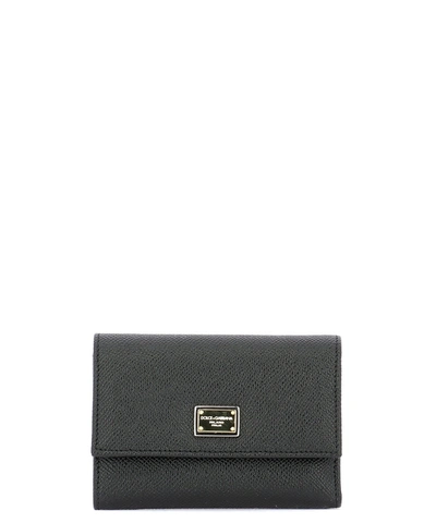 Dolce & Gabbana Dauphine Leather Wallet In Black
