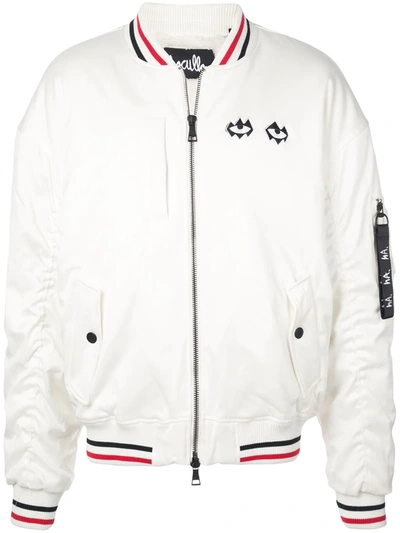 Haculla Embroidered Bomber Jacket In White