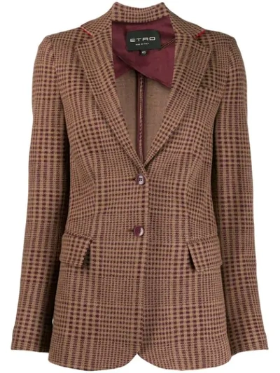 Etro Checked Blazer In 800 Beige/red