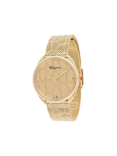 Ferragamo Cuir 34mm Watch In Gold