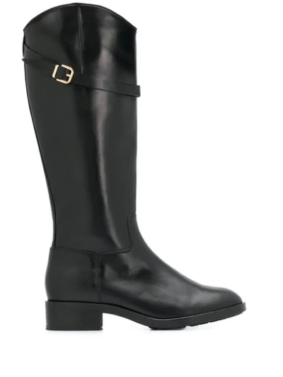 Hogl Leather Knee Boots In 0100schwarz