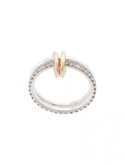 Spinelli Kilcollin 18kt Rose And Yellow Gold, Sterling Silver Two Linked Marigold Diamond Ring In Silver