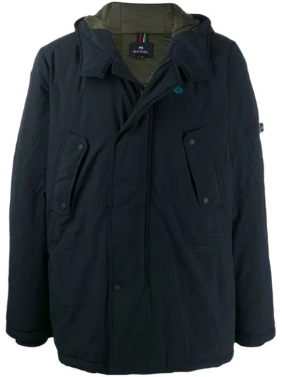 Ps By Paul Smith Hooded Parka Coat In Blue