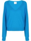 A Shirt Thing Plunge Neck Jumper In Blue