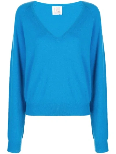 A Shirt Thing Plunge Neck Jumper In Blue