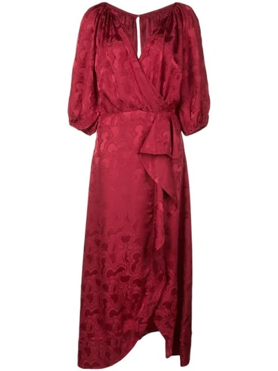 Saloni Olivia Wrap Dress In Red