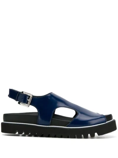 Plan C Platform Sole Sandals In Blue