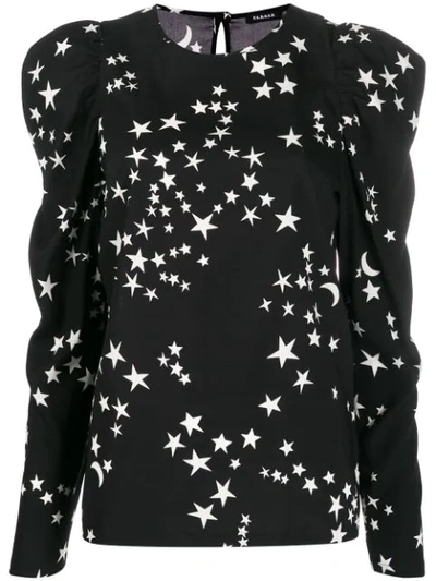 P.a.r.o.s.h Star Print Long Sleeve Blouse In Black