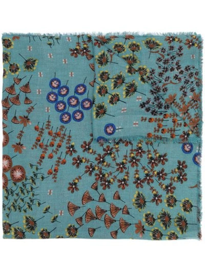 Altea Floral-print Scarf In Blue