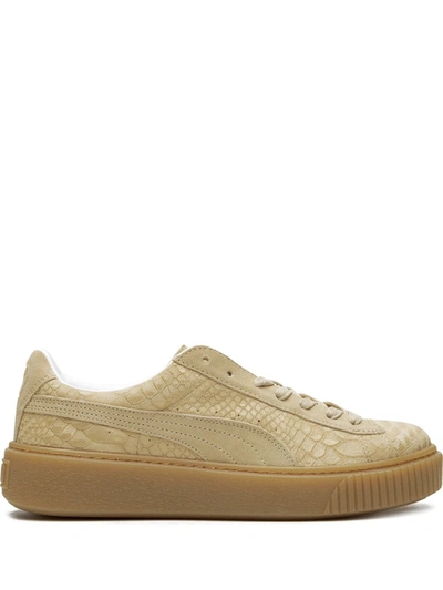 Puma Platform Exotic-skin Sneakers In Neutrals