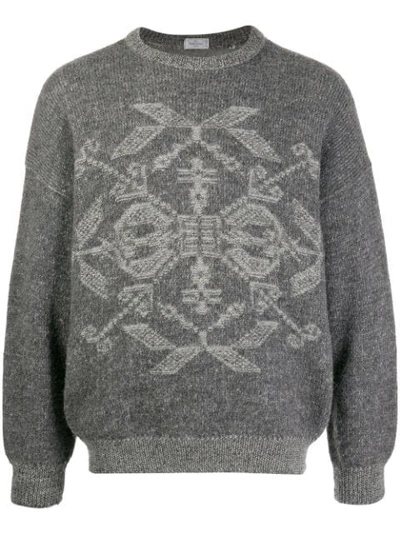 Pre-owned Valentino 1980s Fair Isle Jumper In Grey