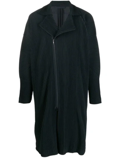 Issey Miyake Plissierter Mantel Mit Reissverschluss In Blue