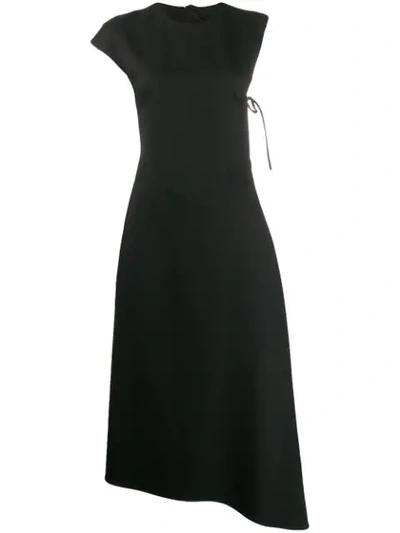 Erika Cavallini Asymmetric Midi Dress In Black