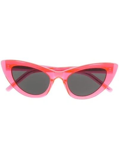 Saint Laurent Sl 213 Lily Cat-eye Sunglasses In Orange Orange Grey