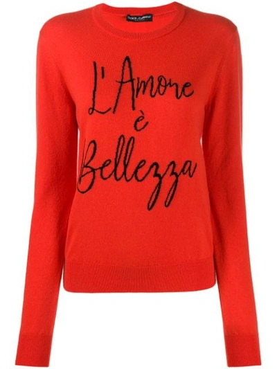 Dolce & Gabbana Intarsia Cashmere Sweater In Red
