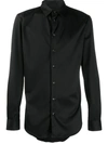 Giorgio Armani Button Up Tuxedo Shirt In Black